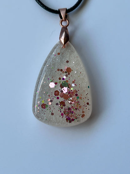 Rose Gold Constellation — Crystal & Confetti Resin Pendant