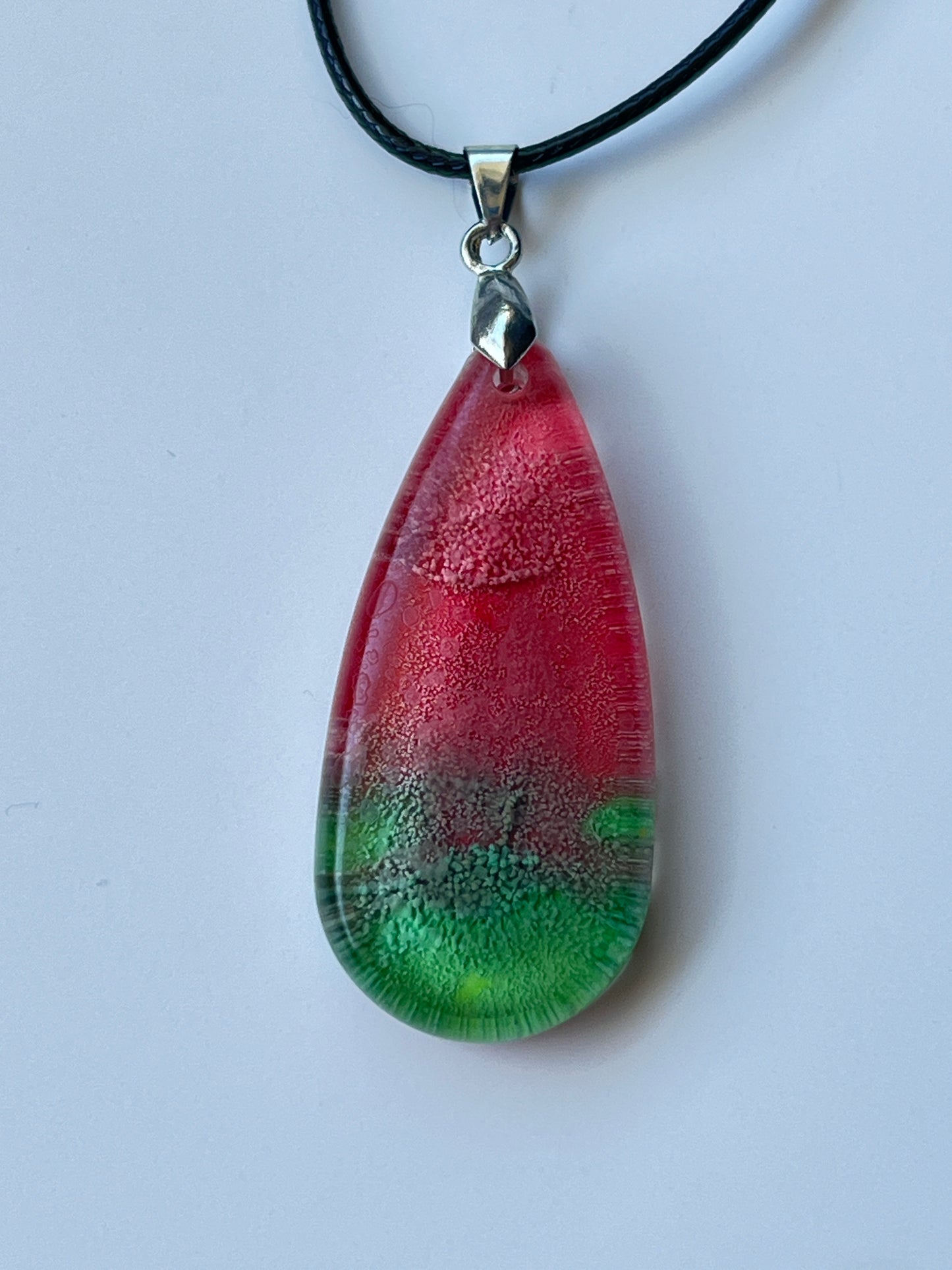 Watermelon Tourmaline — Red & Green Resin Pendant