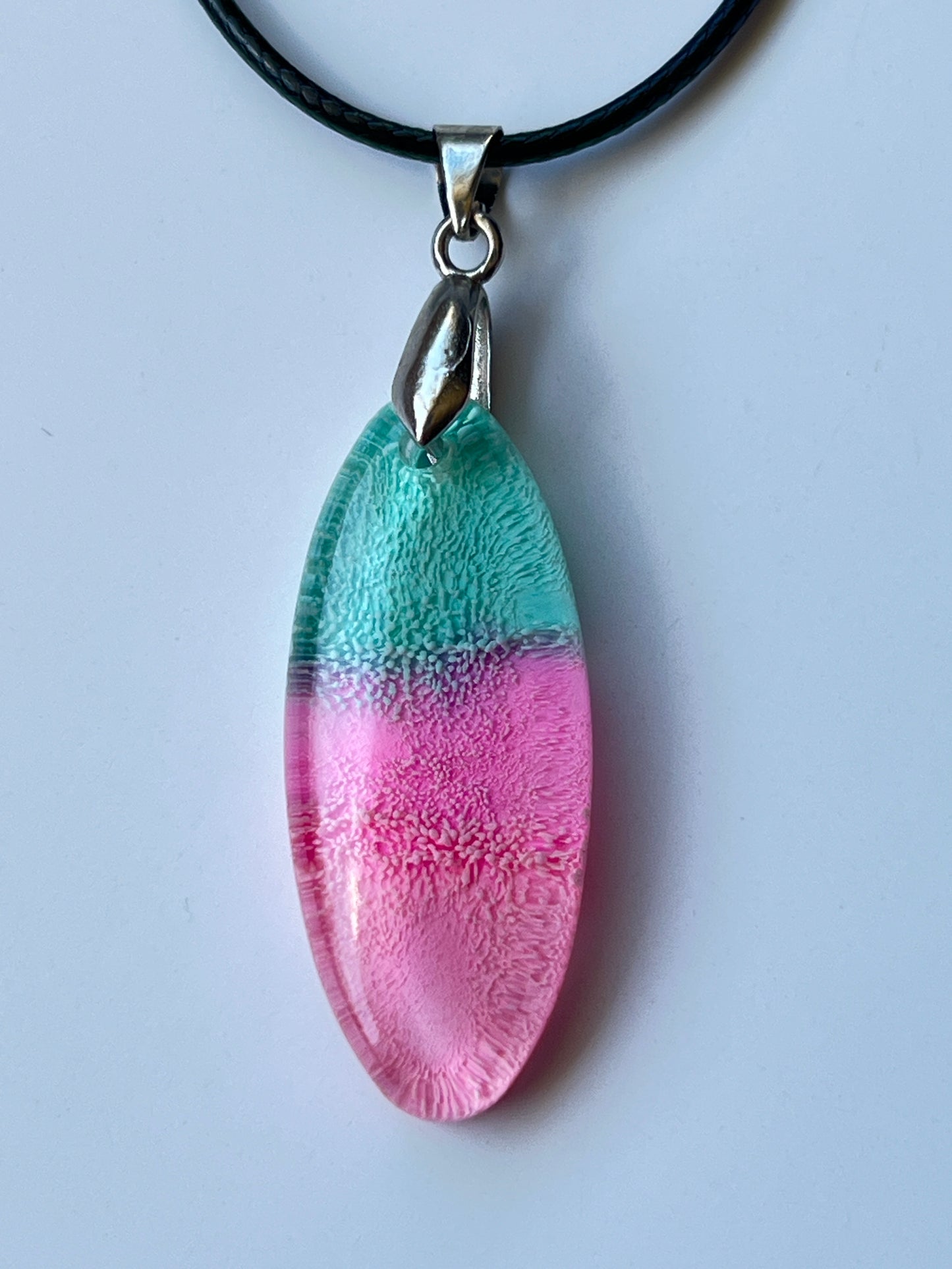 Sea Bloom — Teal & Pink Resin Pendant