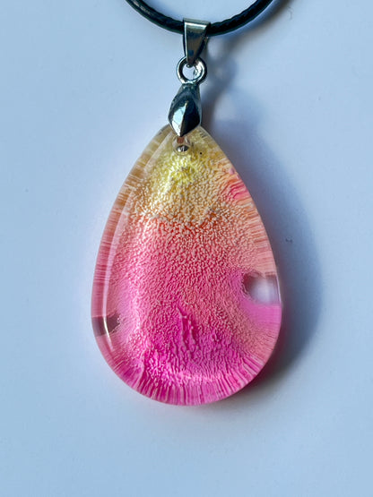 Golden Hour — Sunset Pink & Yellow Resin Pendant