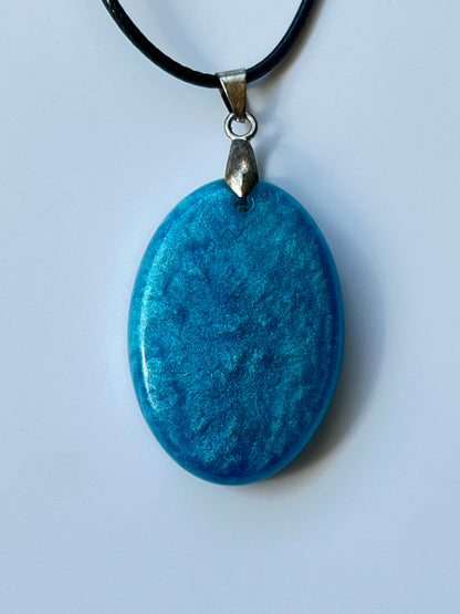 Ocean Apatite — Teal Blue Resin Pendant
