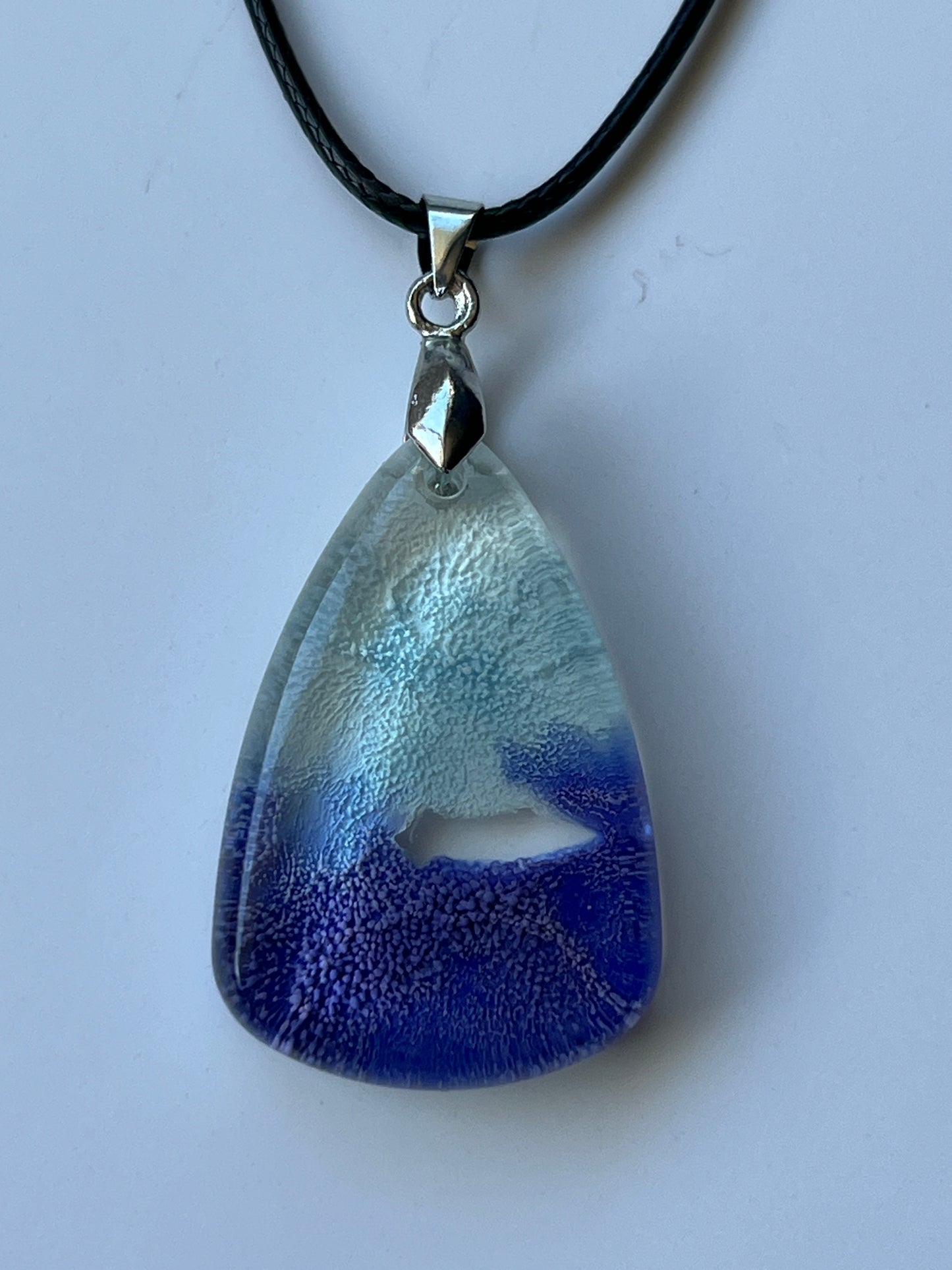 Cloud Break — White & Indigo Resin Pendant