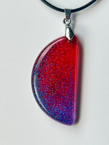 Blood Moon Rising — Red & Violet Glitter Resin Pendant