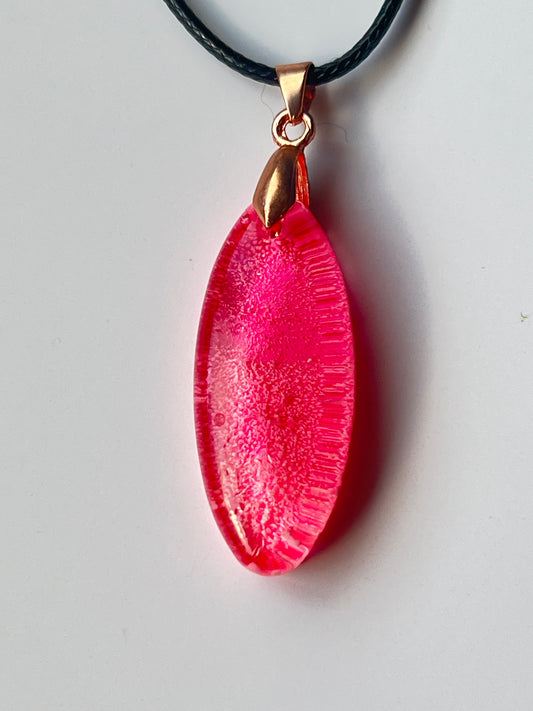 Rose Flame — Hot Pink Resin Pendant