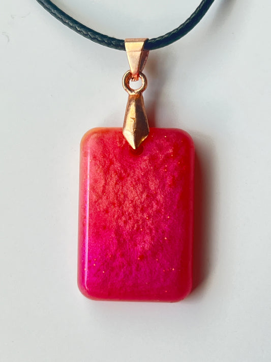 Ember Rose — Coral & Magenta Shimmer Resin Pendant