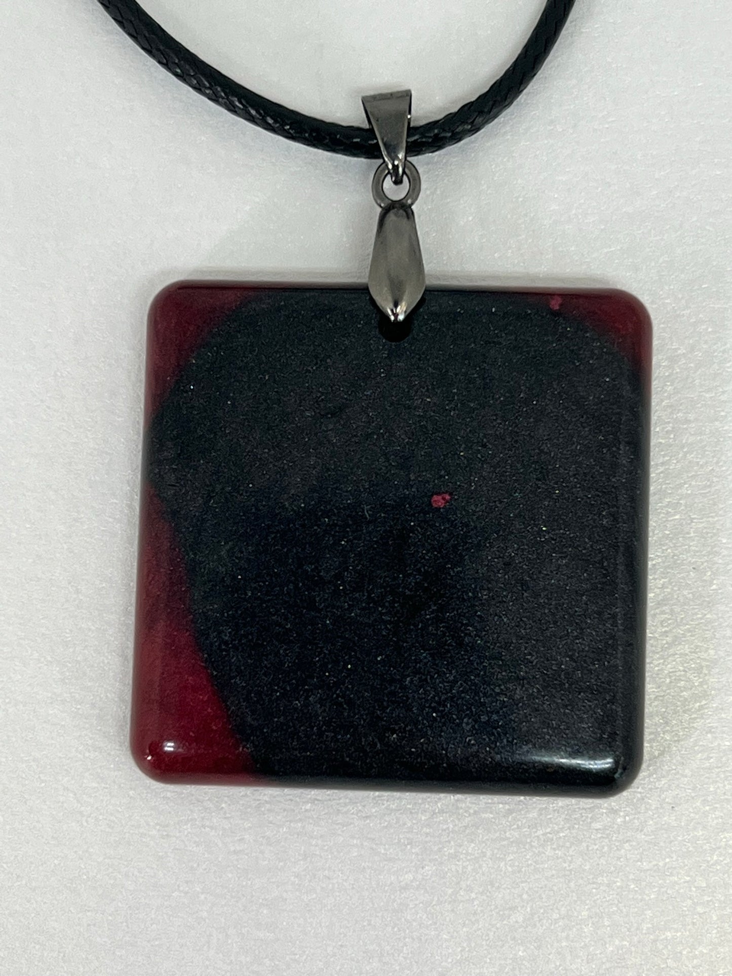 Shadow & Ember — Black & Red Resin Pendant