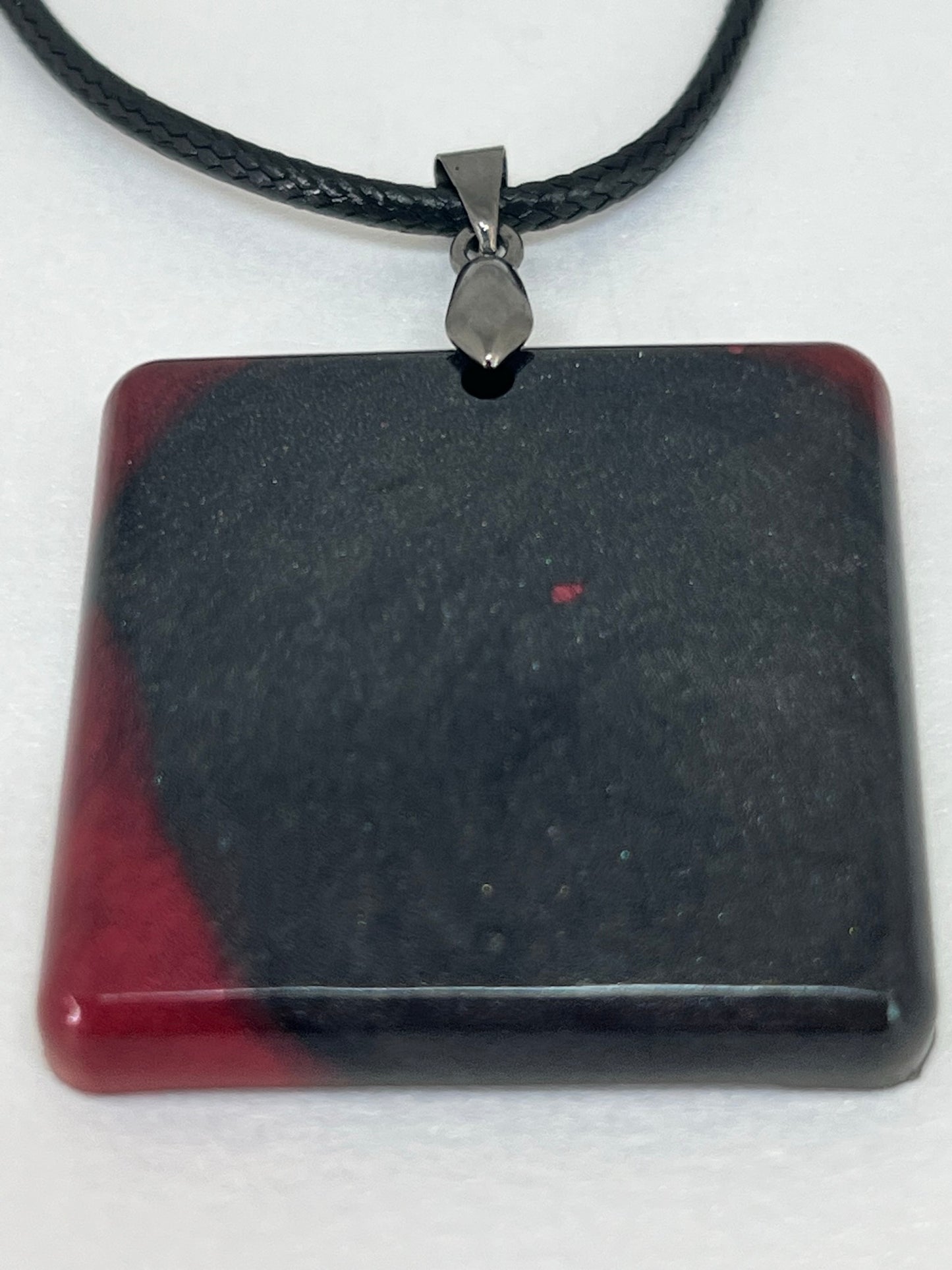 Shadow & Ember — Black & Red Resin Pendant