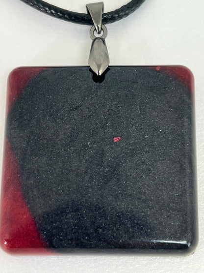 Shadow & Ember — Black & Red Resin Pendant