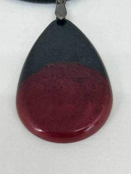 Midnight & Magma — Black & Crimson Resin Pendant