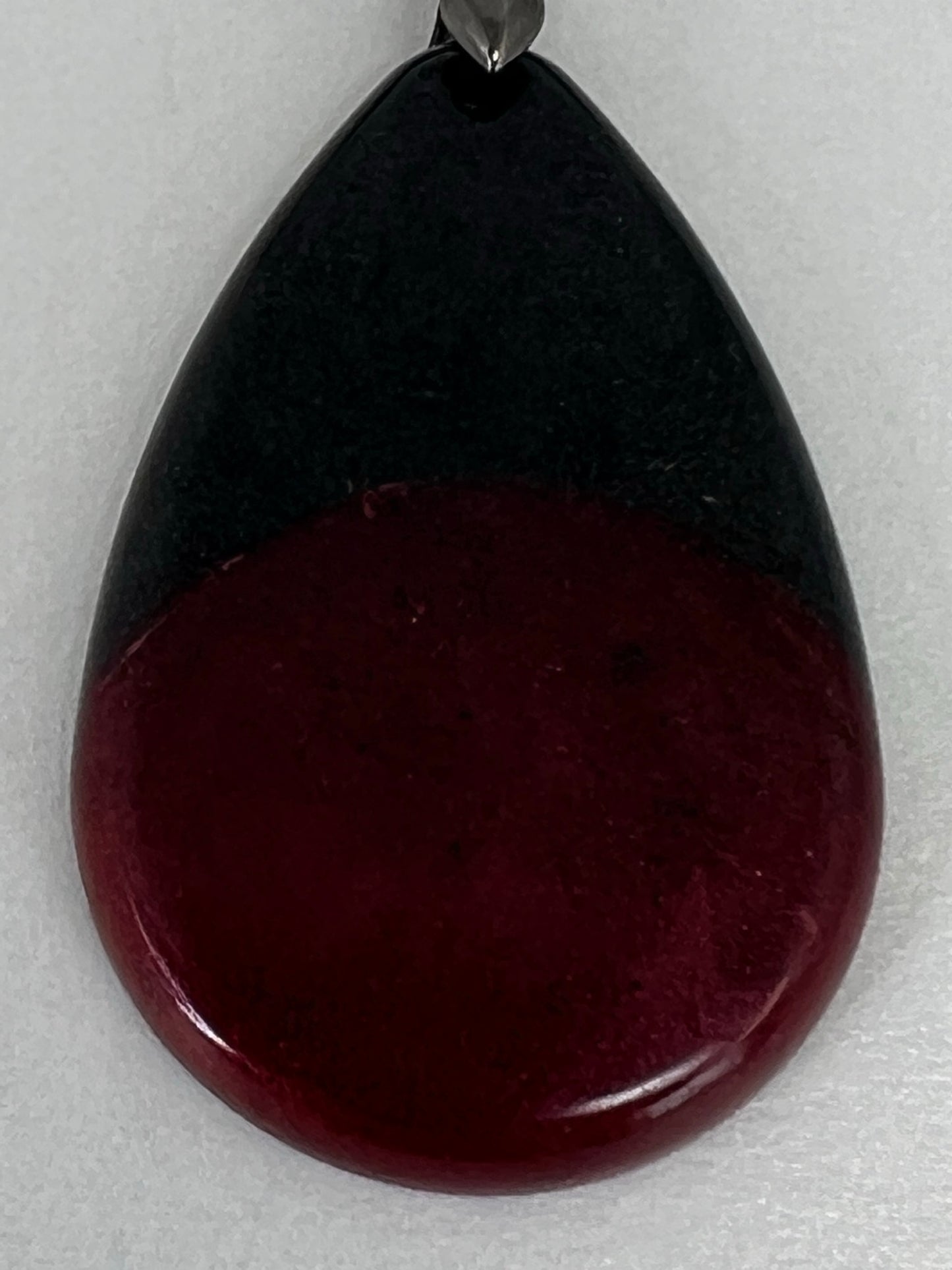 Midnight & Magma — Black & Crimson Resin Pendant
