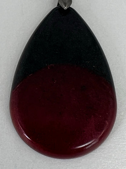 Midnight & Magma — Black & Crimson Resin Pendant