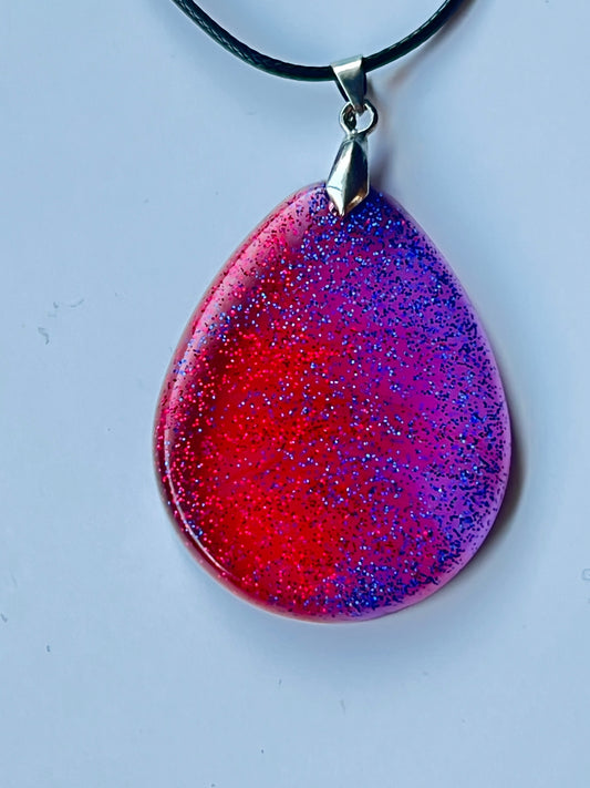 Cosmic Inferno — Red & Violet Galaxy Resin Pendant