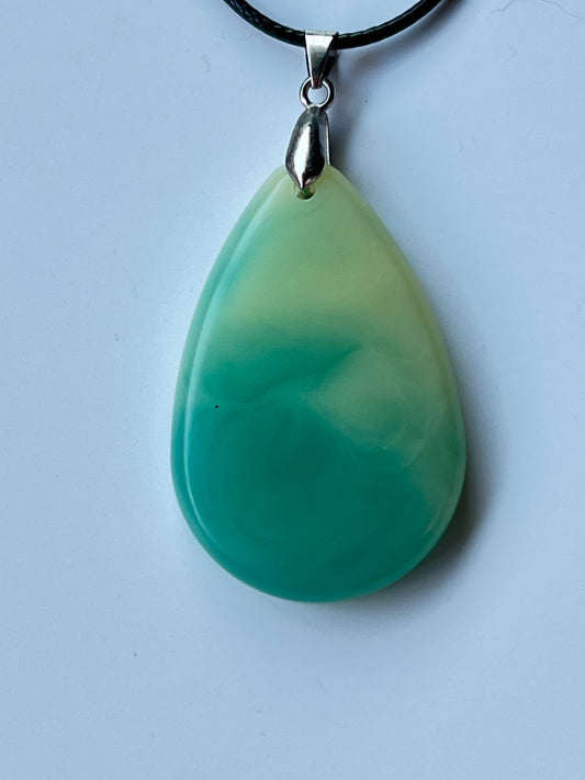 Jade Tide — Mint & Teal Resin Pendant