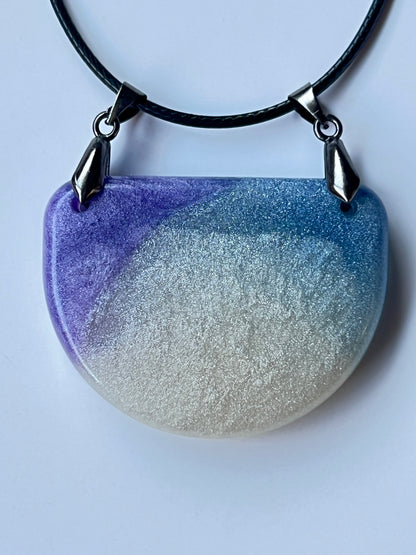 Moonrise Bib — Violet & Silver Shimmer Resin Pendant
