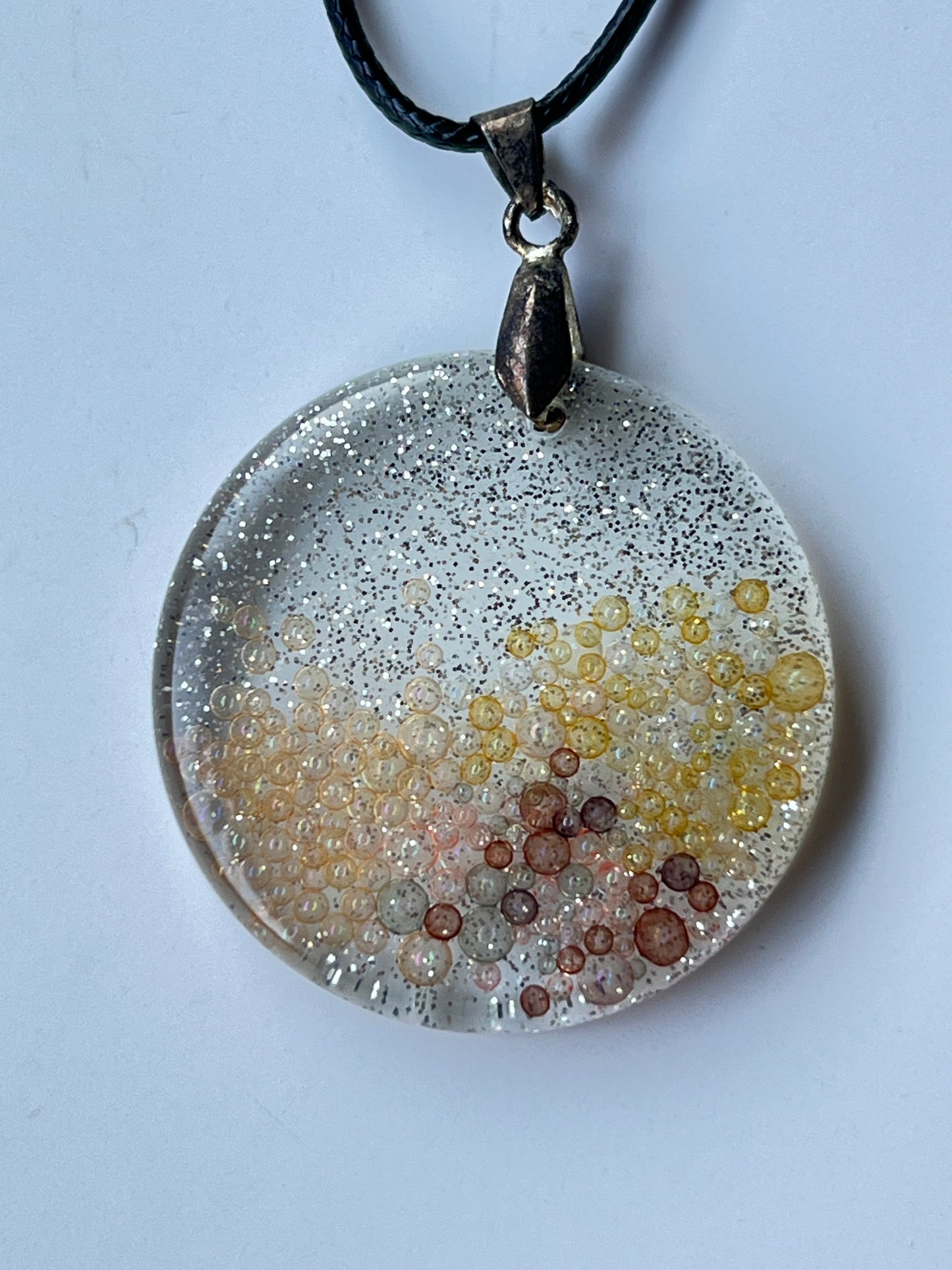 Champagne Moon — Silver & Gold Bubble Resin Pendant