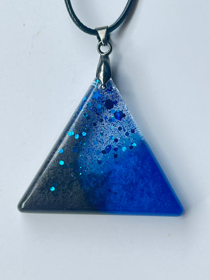 Void & Nebula — Black, Blue & Sapphire Star Resin Pendant