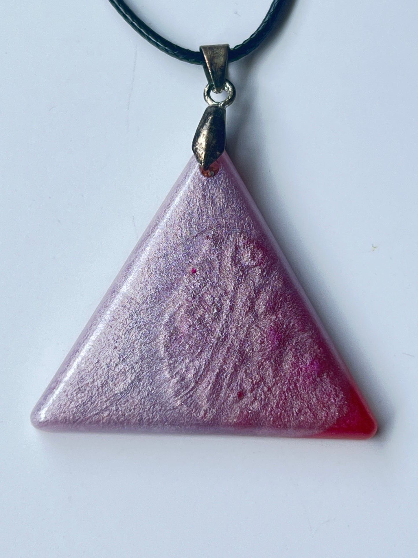 Rose Pyramid — Lavender Pink & Crimson Resin Pendant
