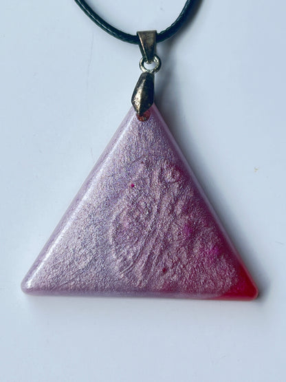 Rose Pyramid — Lavender Pink & Crimson Resin Pendant