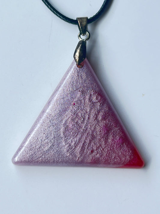Rose Pyramid — Lavender Pink & Crimson Resin Pendant