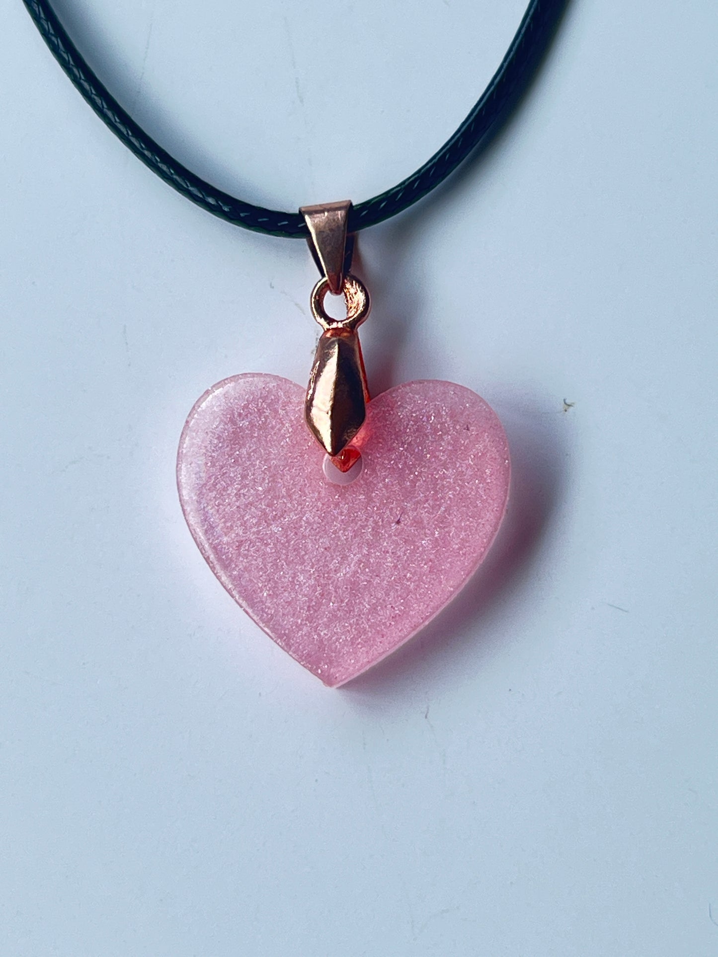 Rose Heart — Pink Crystal Heart Resin Pendant