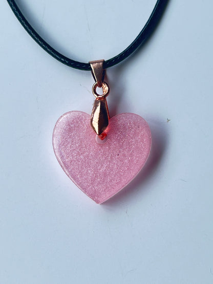 Rose Heart — Pink Crystal Heart Resin Pendant