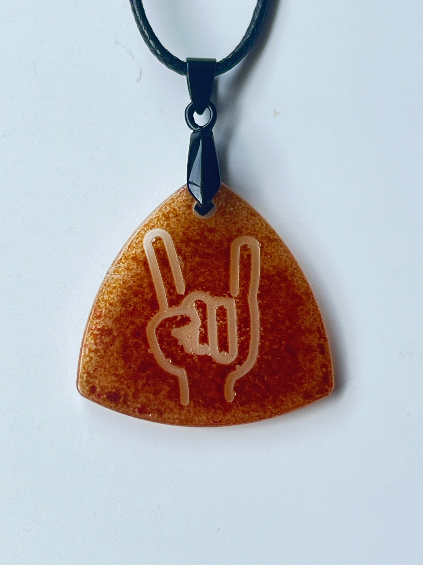 Rock On — Amber Gold Guitar Pick Resin Pendant