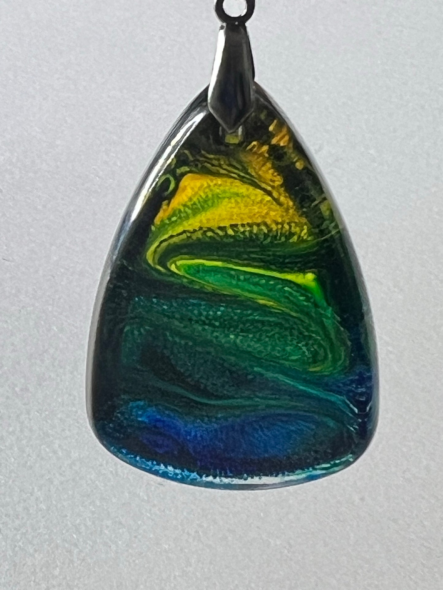 Dark Tide — Midnight Green & Gold Resin Pendant