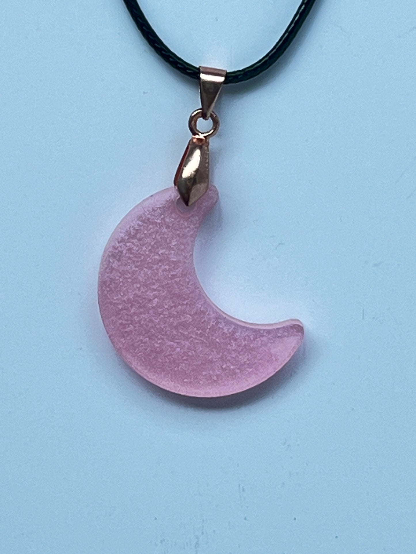 Mauve Moon — Frosted Shimmer Crescent Resin Pendant