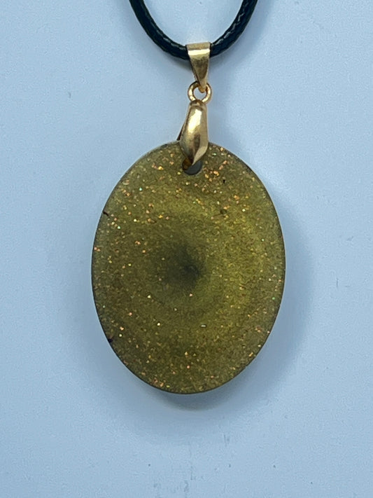 Gilded Earth — Olive Gold Glitter Resin Pendant