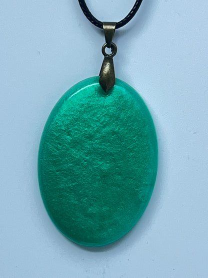 Amazonite Soul — Pearlescent Teal Green Resin Pendant