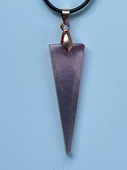 Amethyst Spire — Smoky Purple Swirl Resin Pendant