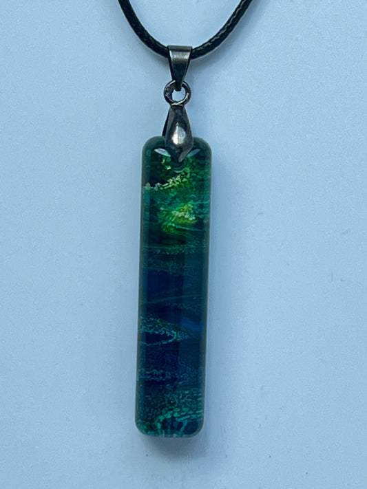 Abyssal Light — Teal, Sapphire & Chartreuse Resin Pendant