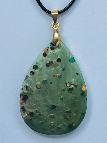 Forest Floor — Sage Green & Earthy Glitter Resin Pendant
