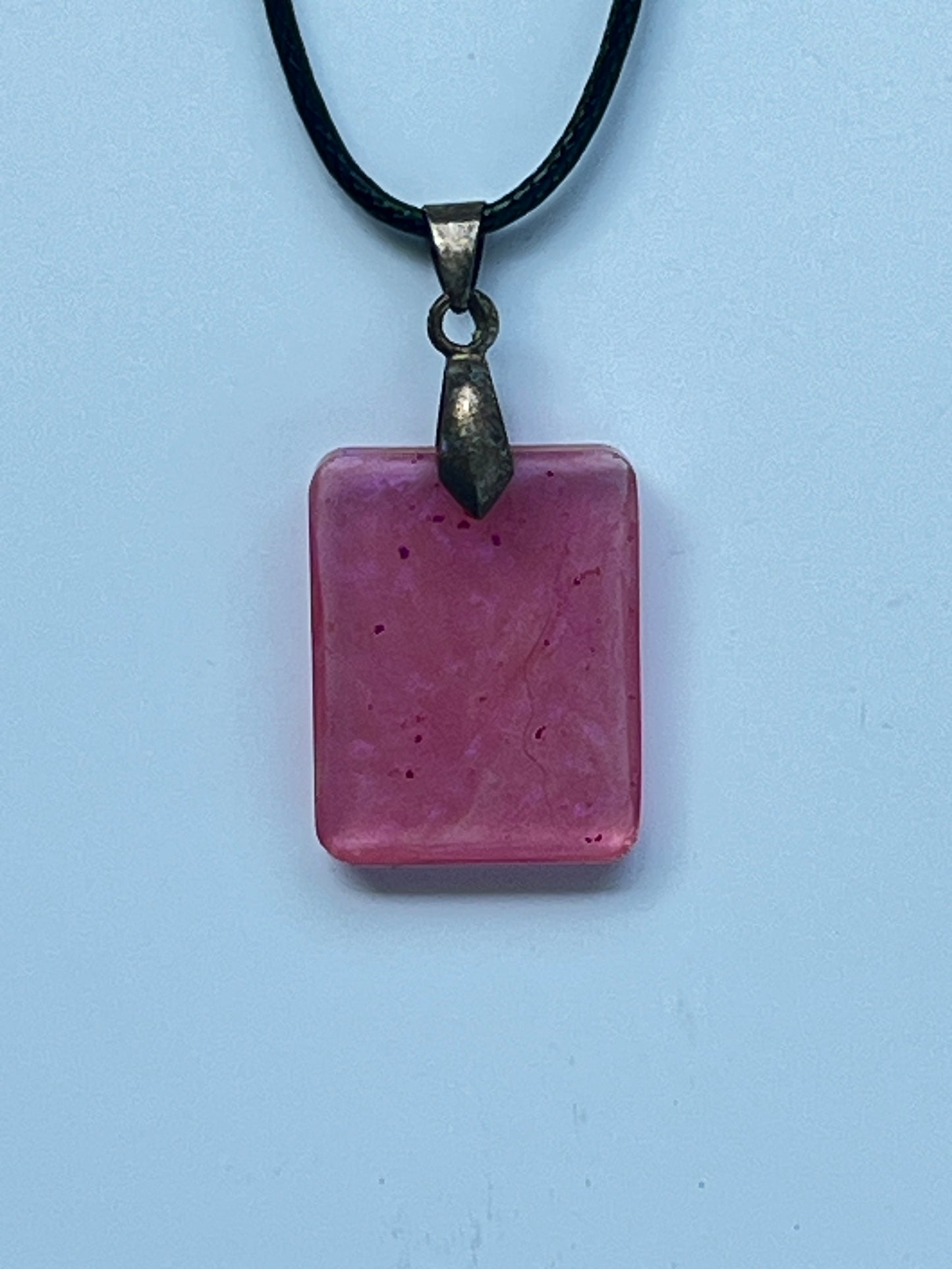 Rose Tile — Blush Mauve & Magenta Resin Pendant