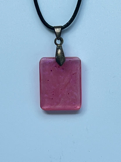Rose Tile — Blush Mauve & Magenta Resin Pendant
