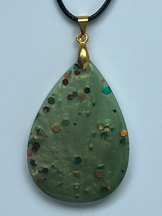 Forest Floor — Sage Green & Earthy Glitter Resin Pendant