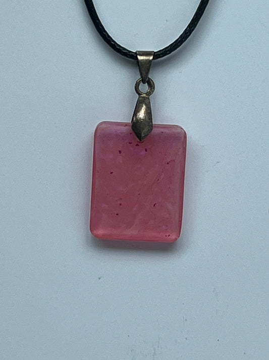 Rose Tile — Blush Mauve & Magenta Resin Pendant