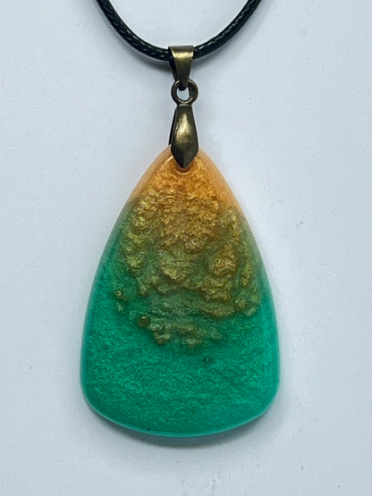 Amber Tide — Gold & Teal Gradient Resin Pendant
