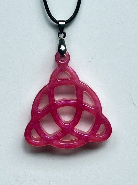 Rose Triquetra — Fuchsia Pink Celtic Knot Resin Pendant
