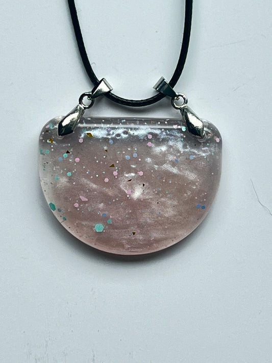 Midsummer Dream — Dusty Mauve & Confetti Glitter Bib Resin Pendant