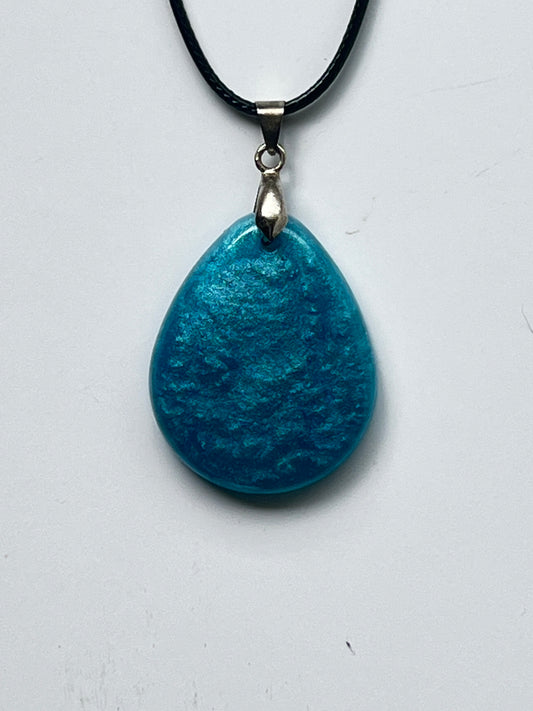 Lagoon Drop — Teal Shimmer Resin Pendant