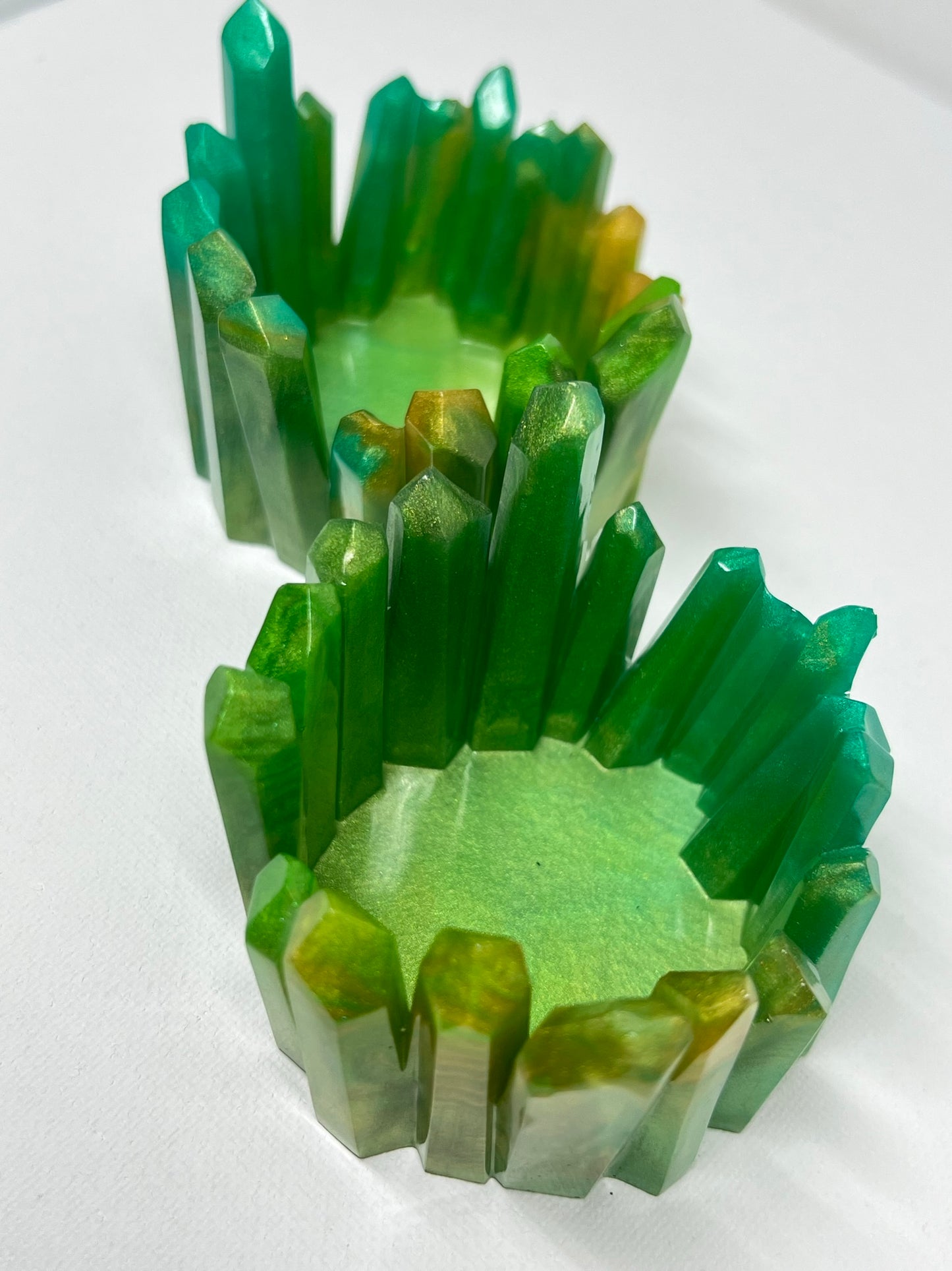 GREEN - CRYSTAL CANDLE HOLDERS