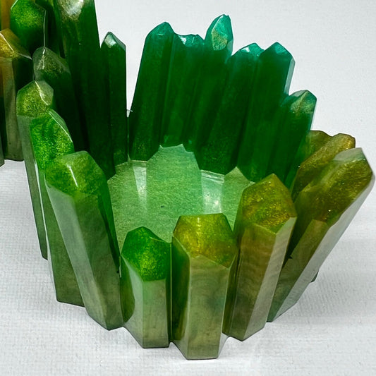 GREEN - CRYSTAL CANDLE HOLDERS