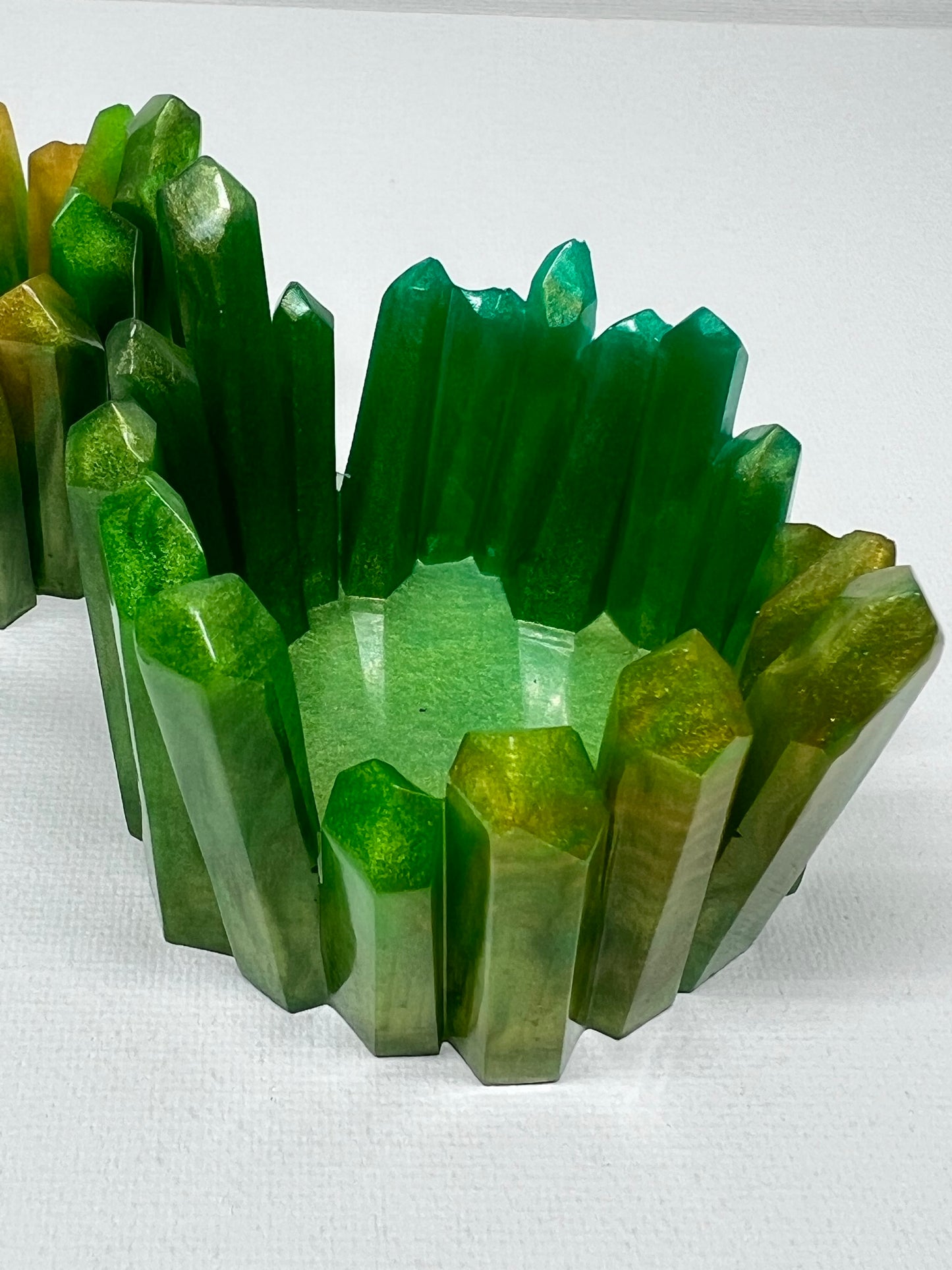 GREEN - CRYSTAL CANDLE HOLDERS