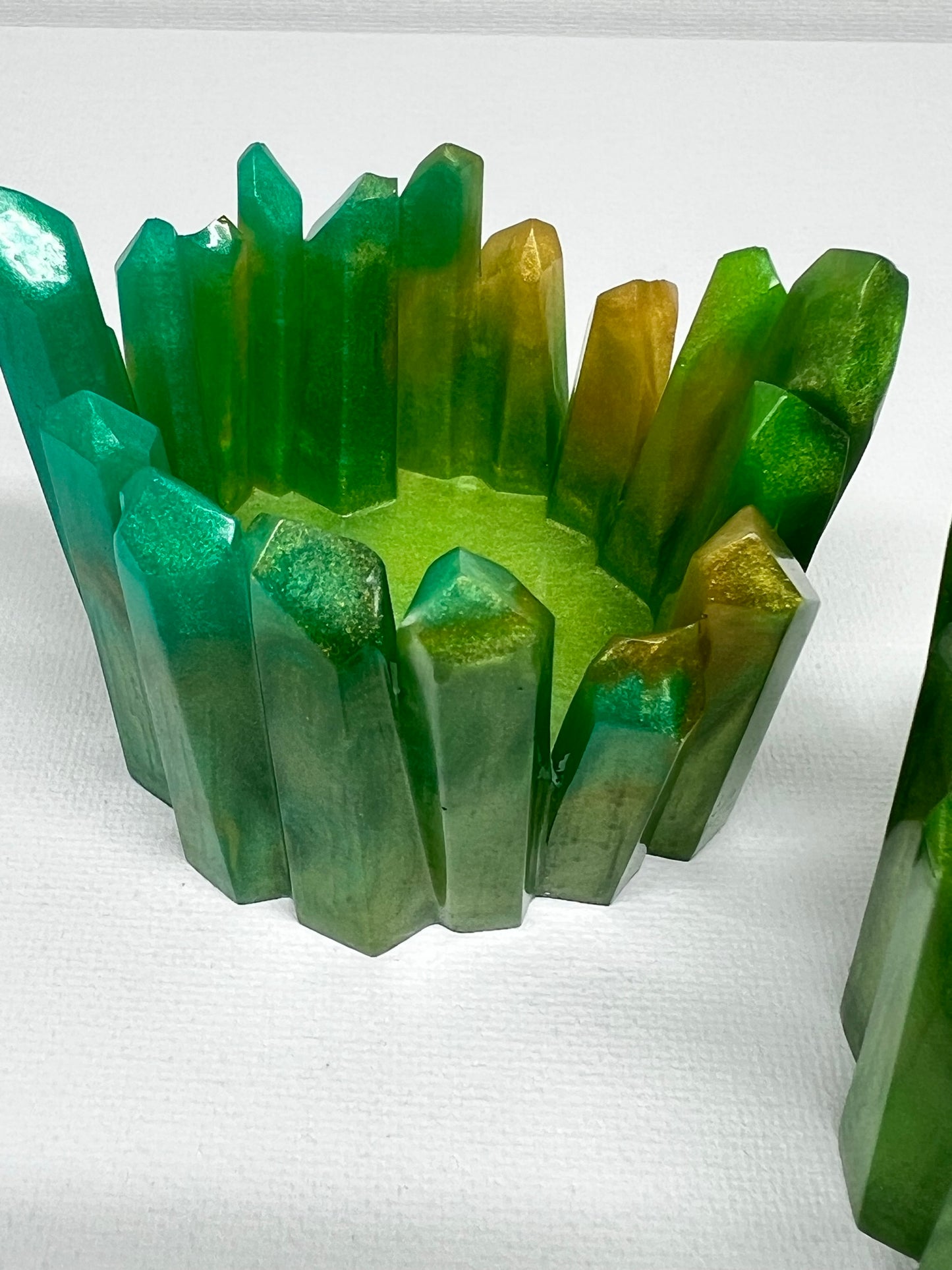 GREEN - CRYSTAL CANDLE HOLDERS