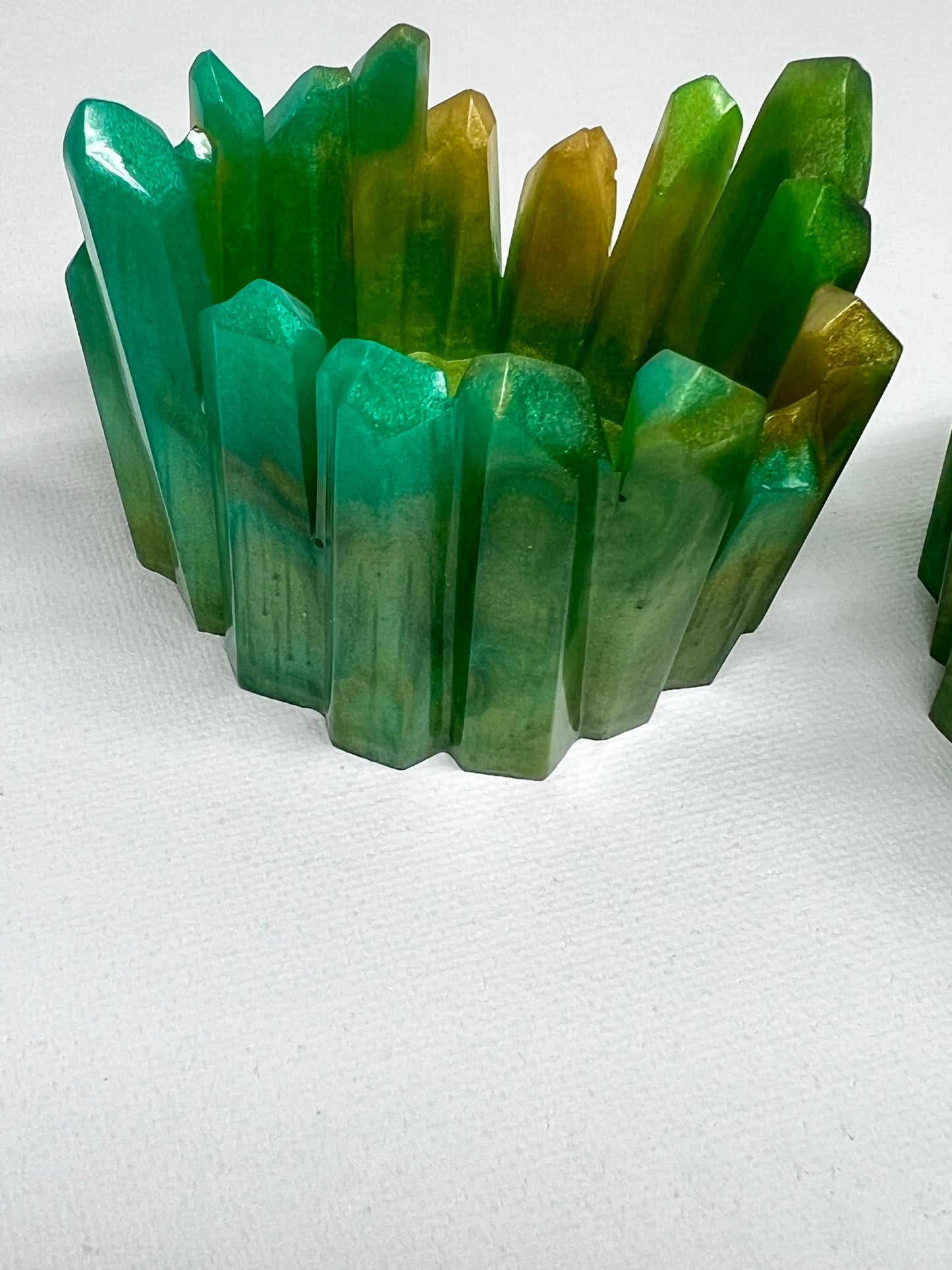 GREEN - CRYSTAL CANDLE HOLDERS