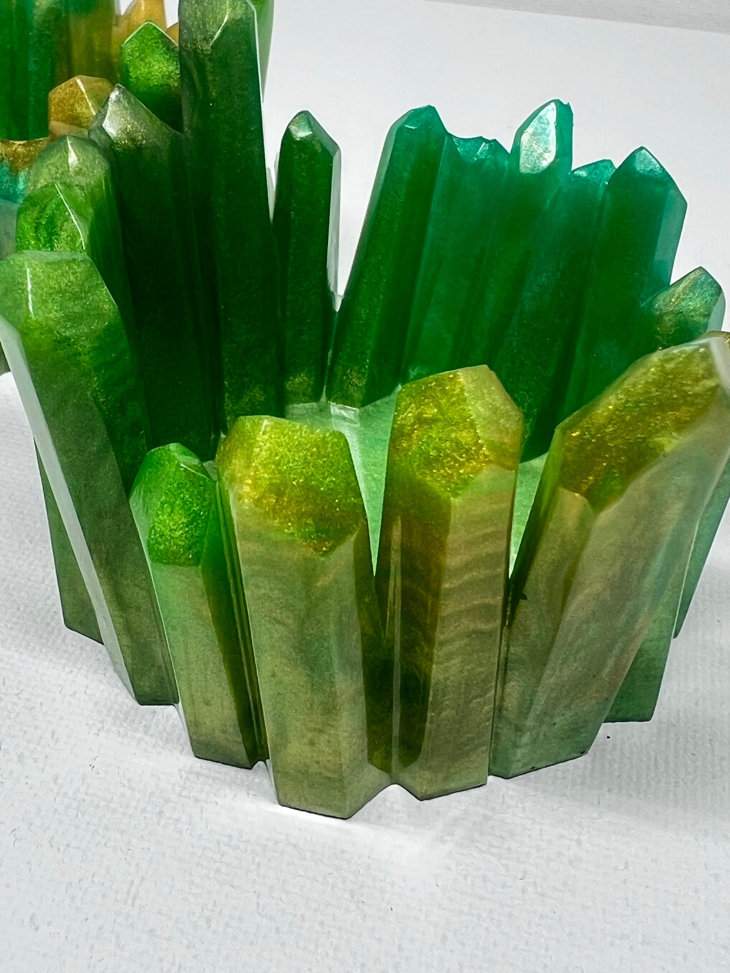 GREEN - CRYSTAL CANDLE HOLDERS