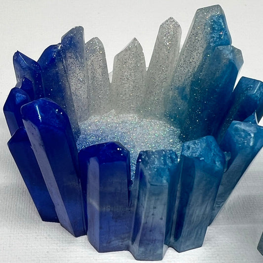BLUE - CRYSTAL CANDLE HOLDERS