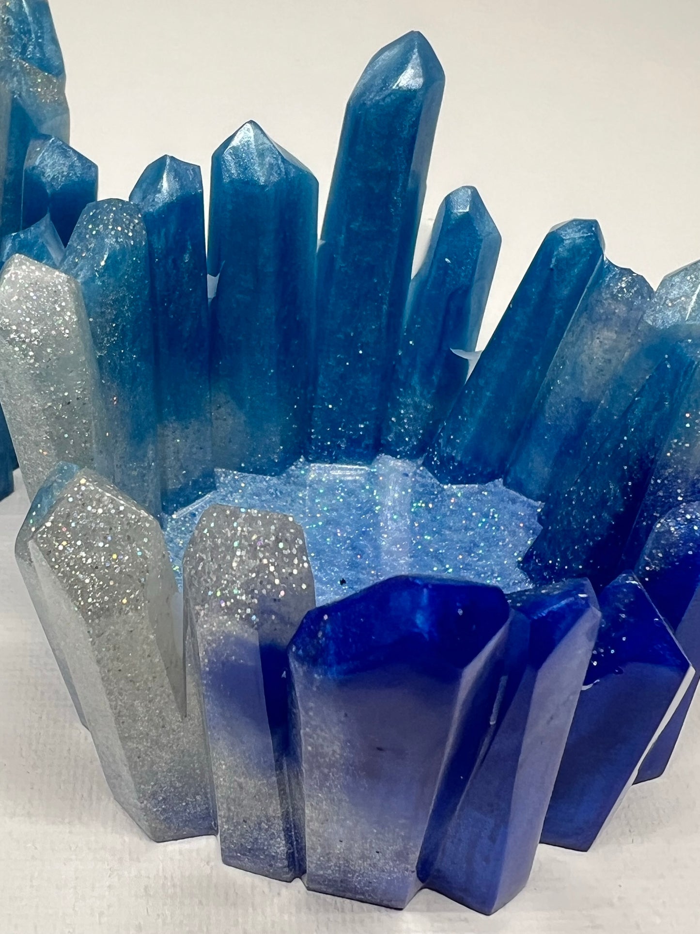 BLUE - CRYSTAL CANDLE HOLDERS