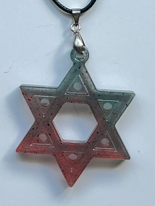 Equinox Star — Teal & Coral Hexagram Resin Pendant